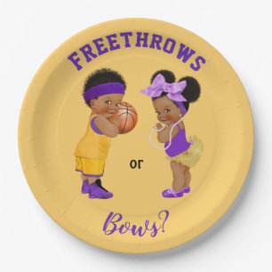 Freethrows oder Bows Lila Gold Basketball Boy Girl Pappteller
