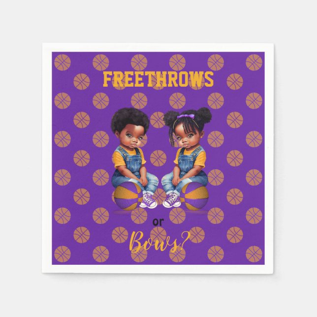 Freethrows oder Bows Lila Gold Basketball Boy Girl Serviette (Vorderseite)