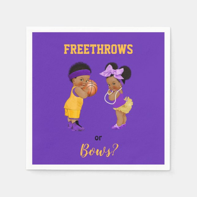 Freethrows oder Bows Lila Gold Basketball Boy Girl Serviette (Vorderseite)