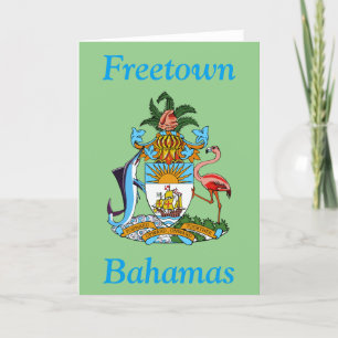 Freetown, Bahamas mit Wappen (Eleuthera) Dankeskarte