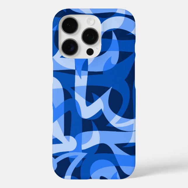 Freeway Abstrakt Retro Psychedelic Blue iPhone 16 Pro Hülle (Rückseite)