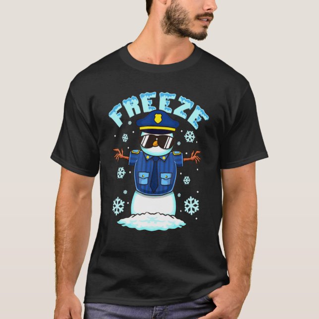 Freeze Police Snowman Unglaublich witzig Weihnacht T-Shirt (Vorderseite)