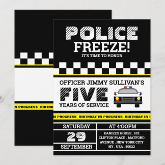 Freeze! Polizeibeamte Birthday Party Einladung