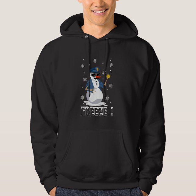 Freeze Polizist Snowman Weihnachten Hoodie (Vorderseite)