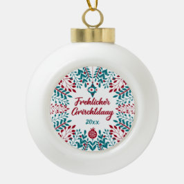 Frehlicher Grischtdaag, Pennsylvania Dutch Xmas Keramik Kugel-Ornament