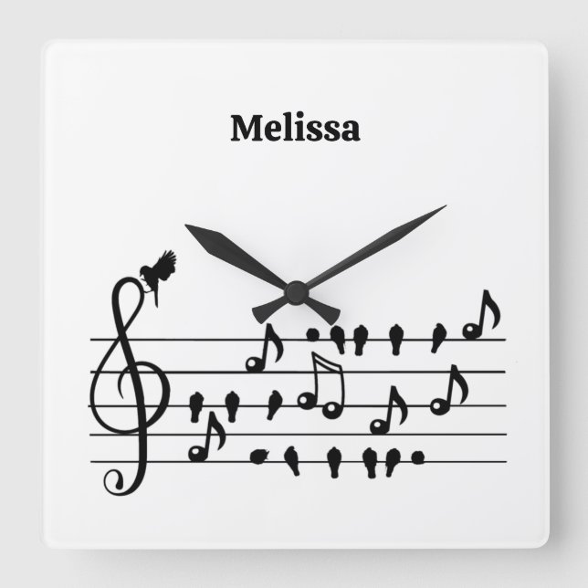 Frei als Vogel, Singvögel Schauspiel als musikalis Quadratische Wanduhr (Vorderseite)