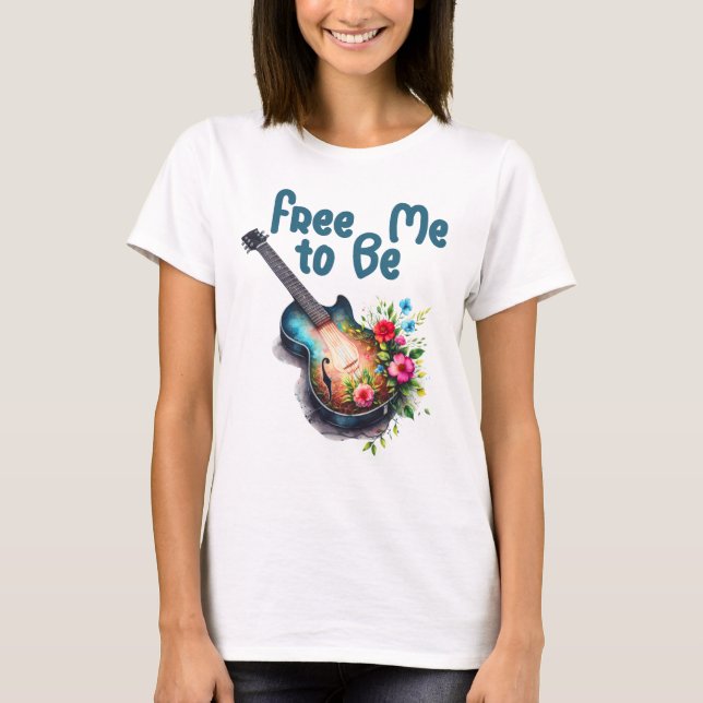 Frei auf mich als Blumengitarre T-Shirt (Vorderseite)