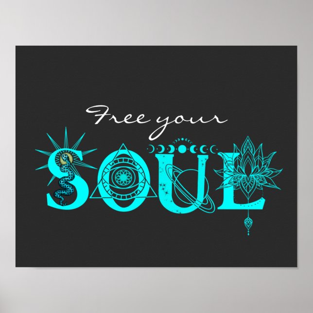Frei dein Soul inspirierende Kunst Stars Lotus Poster (Vorne)