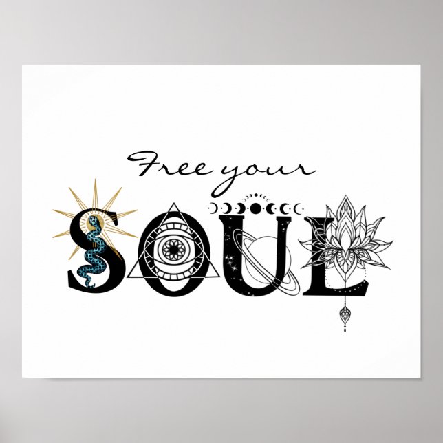 Frei dein Soul spirituelle Kunst Stars Lotus inspi Poster (Vorne)