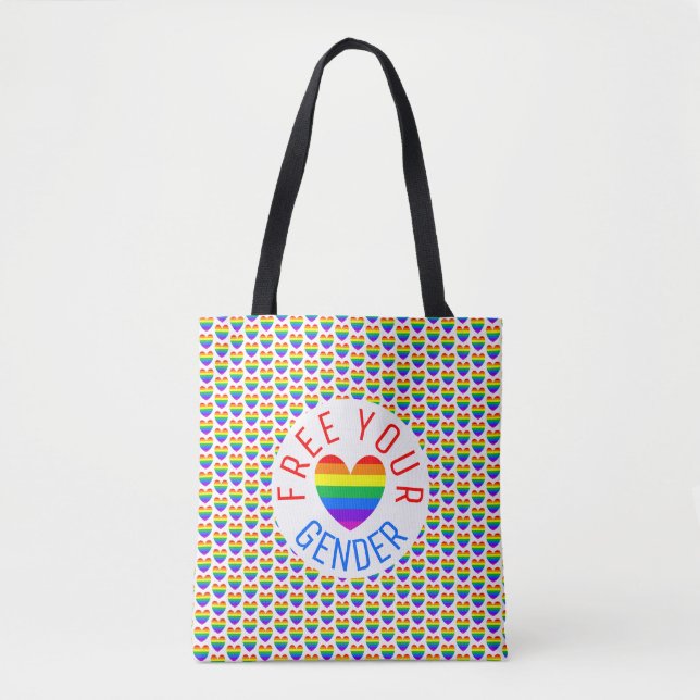 Frei Ihr Geschlecht, Regenbogenherz Tasche (Vorderseite)