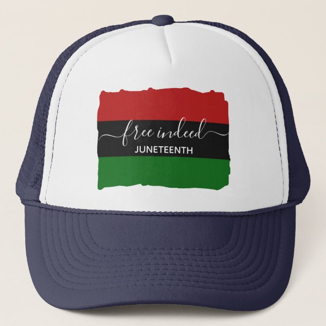 FREI INDEED Pan African JUNETEENTH Truckerkappe (Vorderseite)