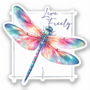 Frei leben - Künstlerische Libelle Aufkleber