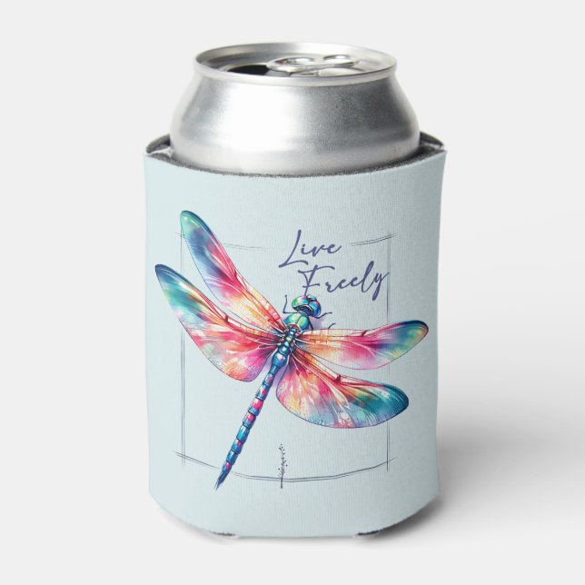 Frei leben - Künstlerische Libelle Dosenkühler (Kanne Vorderseite)