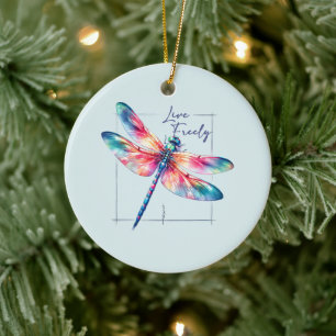 Frei leben - Künstlerische Libelle Keramik Ornament