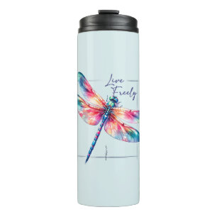 Frei leben - Künstlerische Libelle Thermosbecher