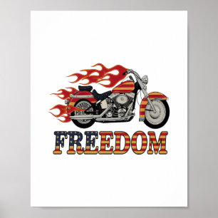 Frei-Motorrad-Flammen Poster
