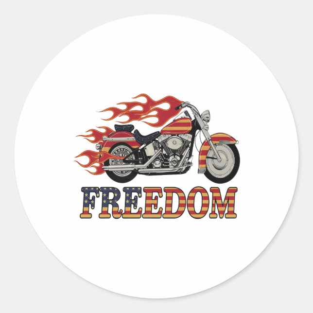 Frei-Motorrad-Flammen Runder Aufkleber (Vorderseite)