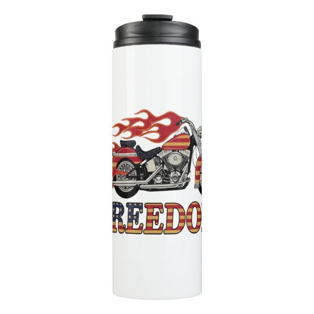 Frei-Motorrad-Flammen Thermosbecher (Vorderseite)