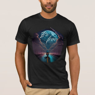 frei Motorradfahren im Mondlicht T-Shirt