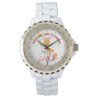 Frei wie die Blume Gelbe Orange Ginkgo Blätter Armbanduhr