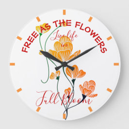 Frei wie die Blume Gelbe Orange Ginkgo Blätter Große Wanduhr