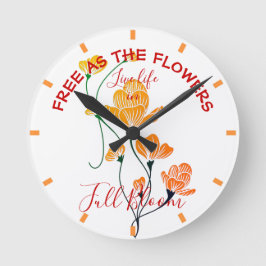 Frei wie die Blume Gelbe Orange Ginkgo Blätter Runde Wanduhr