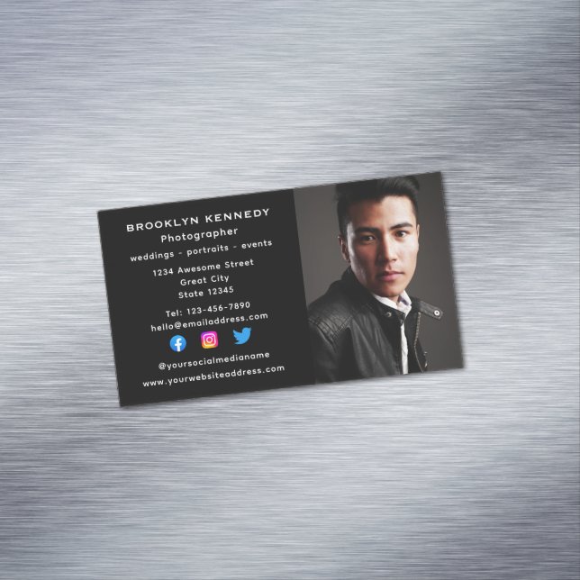 Freiberufliche Fotografen - Foto-Headshot Magnetische Visitenkarte (Beispiel)