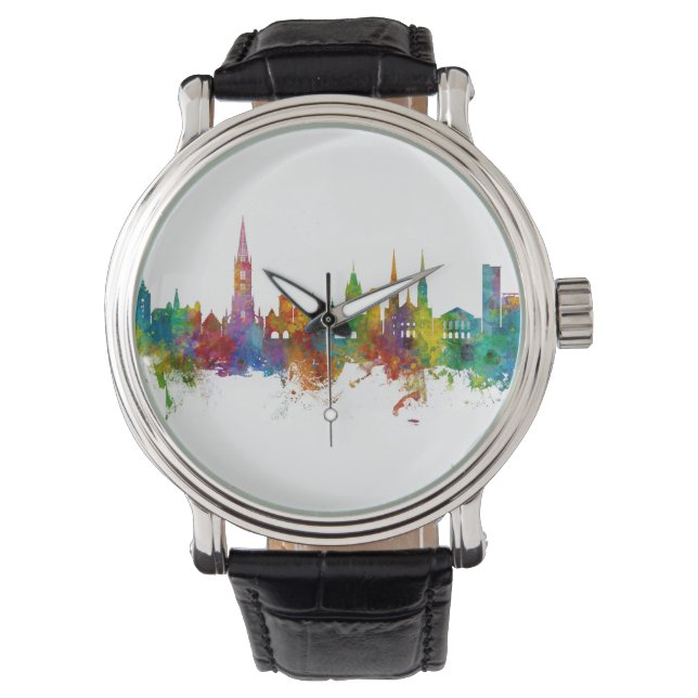 Freiburg Deutschland Skyline Armbanduhr (Vorderseite)