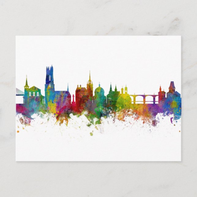 Freiburger Schweiz Skyline Postkarte (Vorderseite)