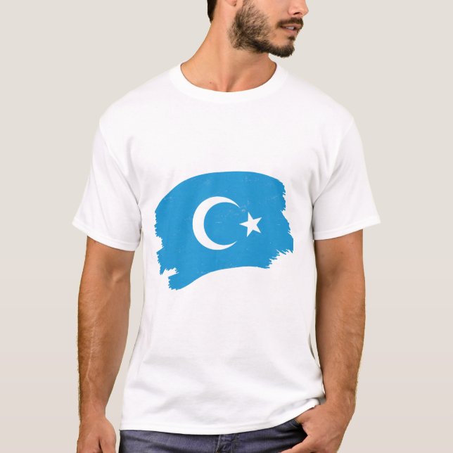 Freie die Uiguren - Uigurische Flagge Gerettet T-Shirt (Vorderseite)