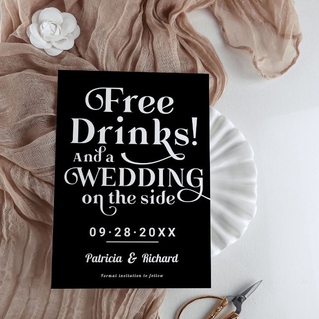 Freie Getränke Funny Lässig Wedding retten das Dat Einladung (Von Creator hochgeladen)