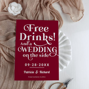 Freie Getränke Funny Lässig Wedding retten das Dat Einladung