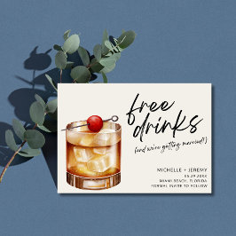 Freie Getränke Funny Wedding Save the Date mit Fot