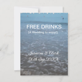 Freie Getränke Save the Date Strandhochzeit hinzuf Postkarte