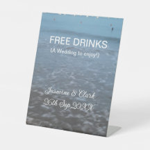 Freie Getränke Save the Date Strandhochzeit hinzuf