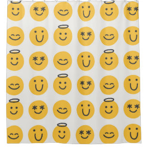 Freie Hand glückliche Emoji nahtlose Muster. Posi Duschvorhang