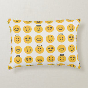 Freie Hand glückliche Emoji nahtlose Muster. Posit Dekokissen