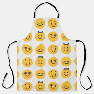 Freie Hand glückliche Emoji nahtlose Muster. Posit Schürze