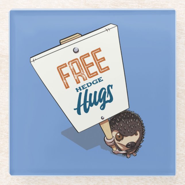 Freie Hedge Hugs Funny Igel Picket Cartoon Glasuntersetzer (Vorderseite)