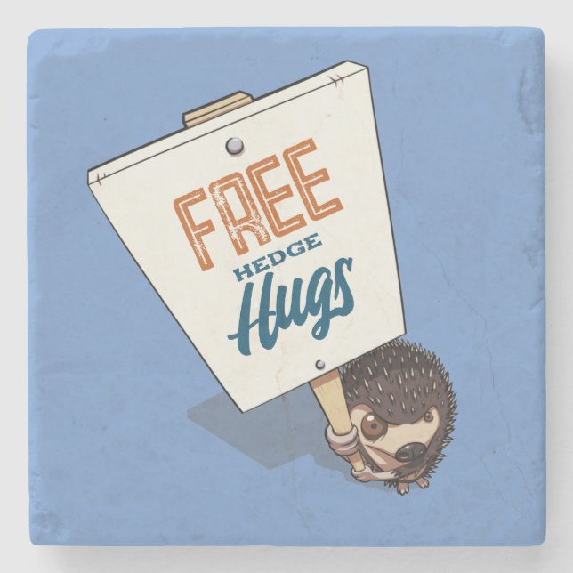Freie Hedge Hugs Funny Igel Picket Cartoon Steinuntersetzer (Vorderseite)