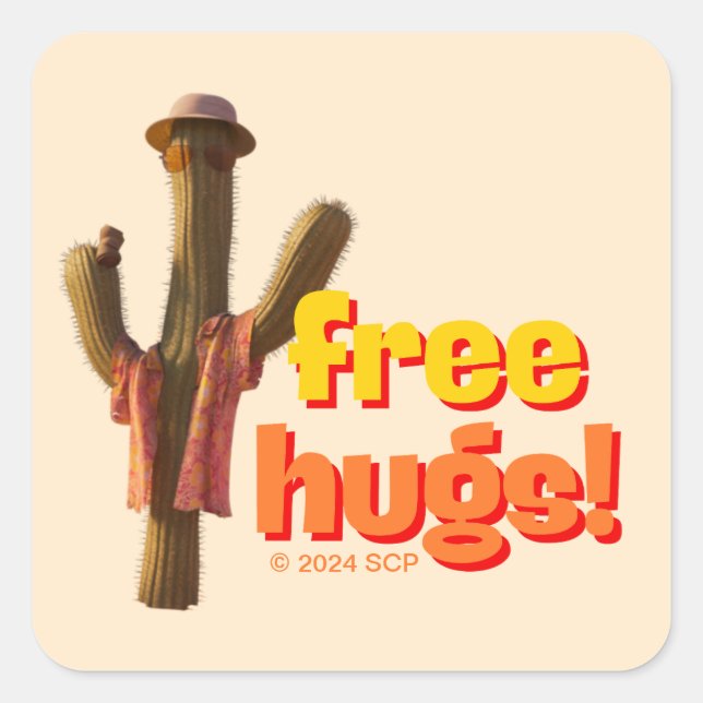 Freie Hugs! Quadratischer Aufkleber (Vorderseite)