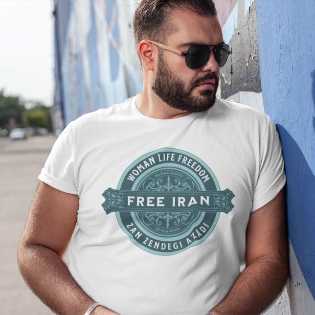 Freie Iran-Frau | Mahsa Amini Abzeichen Green T-Shirt (Free Iran Woman | Mahsa Amini Badge Green T-Shirt)