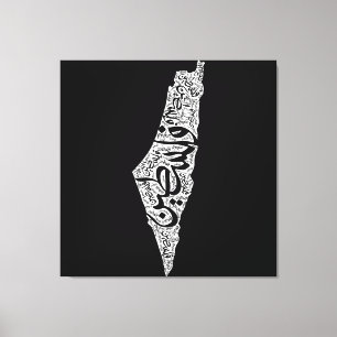 Freie Karte und Flagge Palästinas ف ل س ط ي ن Leinwanddruck