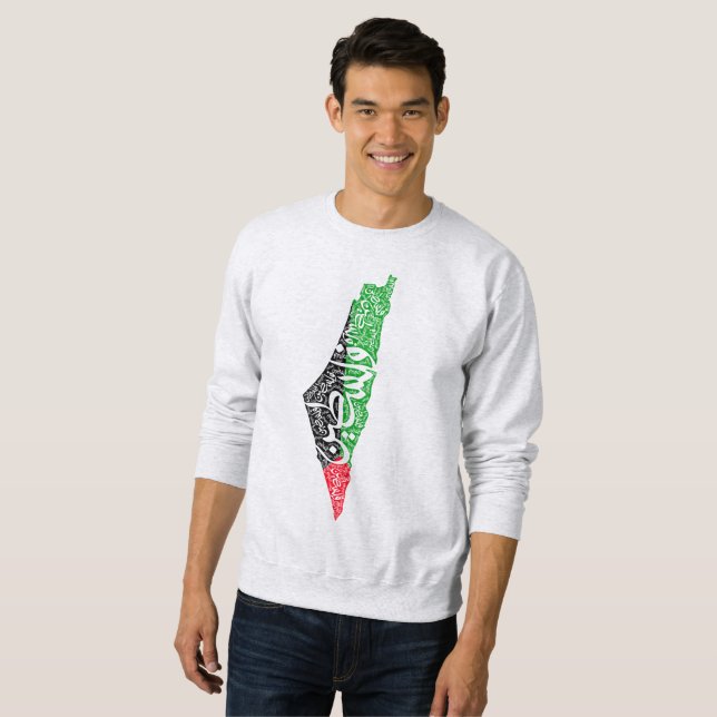 Freie Karte und Flagge Palästinas ف ل س ط ي ن Sweatshirt (Vorne ganz)