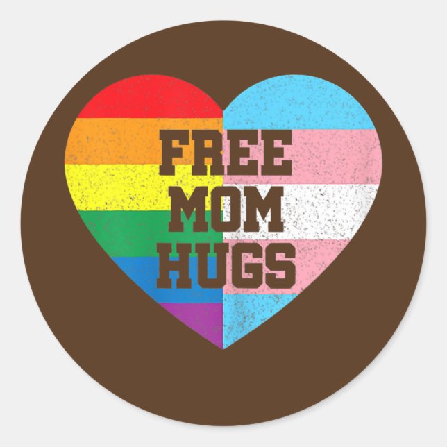 Freie Mama Hugs Gay Pride Transgender-Regenbogenfl Runder Aufkleber (Vorderseite)