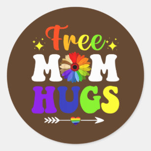Freie Mama Hugs Rainbow Gay Pride Runder Aufkleber