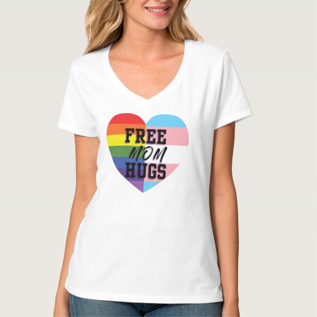 Freie Mama umarmt entspanntes V - Hals T-Shirt (Vorderseite)