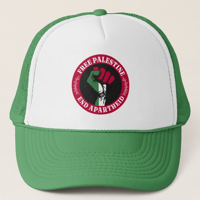 Freie Palästina-Ende-Apartheid II Truckerkappe (Vorderseite)