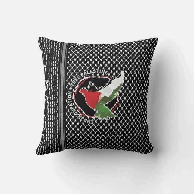 Freie Palästina-Freiheit Flag Kufiya Hatta Muster Kissen (Rückseite)
