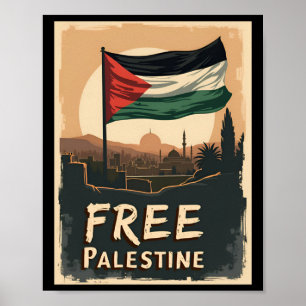 Freie palästinensische Fahne mit Golden Palett Poster